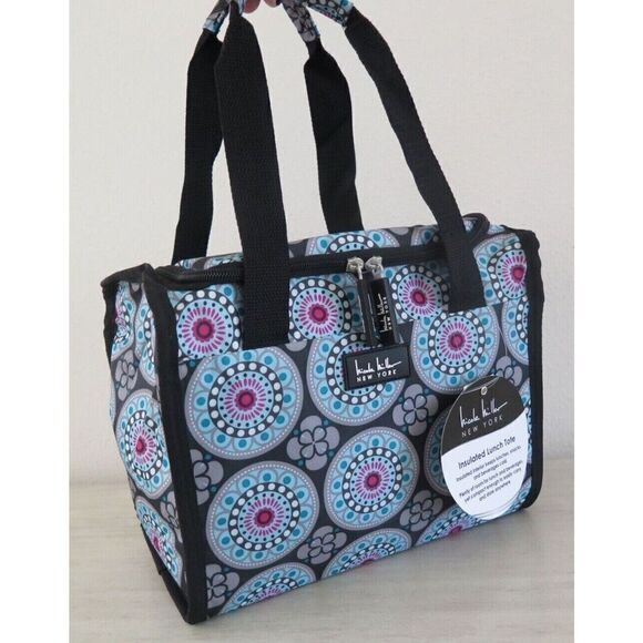 Nicole Miller New York N3550-01A Kaleidoscope Design Insulated 11" Lunch Tote - Picture 1 of 10